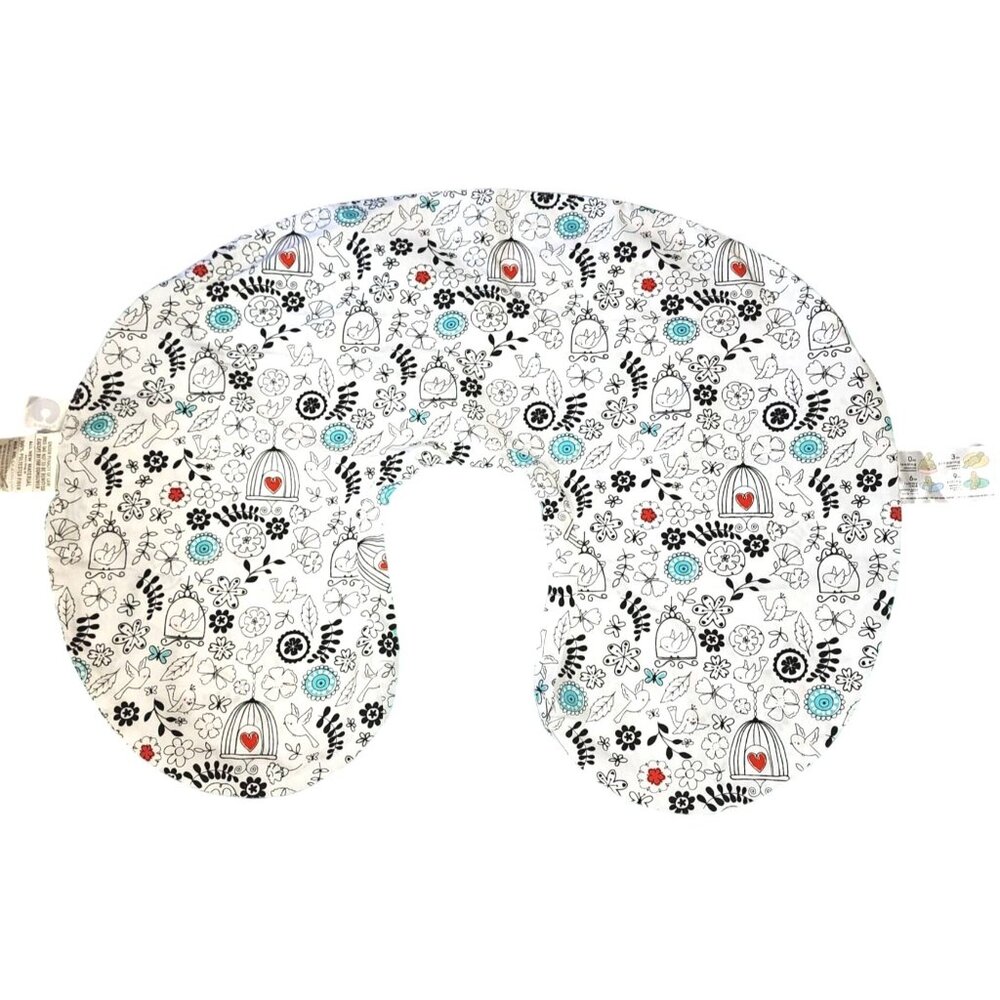 Boppy Cover Flower Bird Butterfly Black White Red Sweet Cute Pillowcase Blue